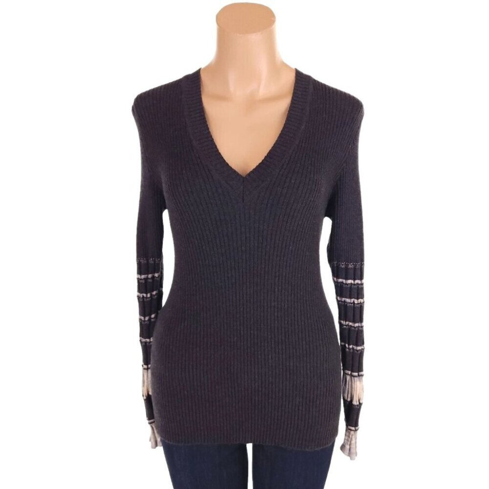 M by Missoni Ribbed Knit Long Sleeve Sweater 46 US 10 Womens Gray Multi $950